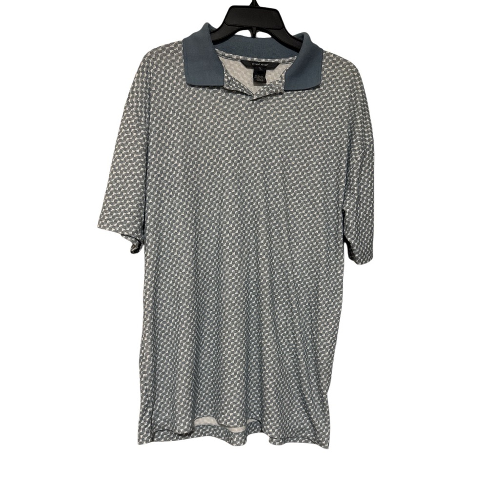 Vintage Slates Blue White Polo Shirt Casual Elegance - Size L